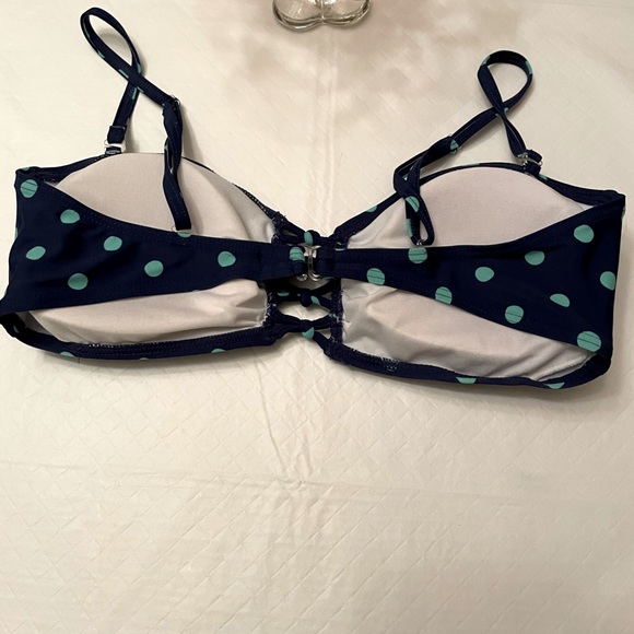🔥 3/21 🔥La Vie En Rose 🌹Large Navy with mint green polka dots bikini top only - Picture 3 of 6